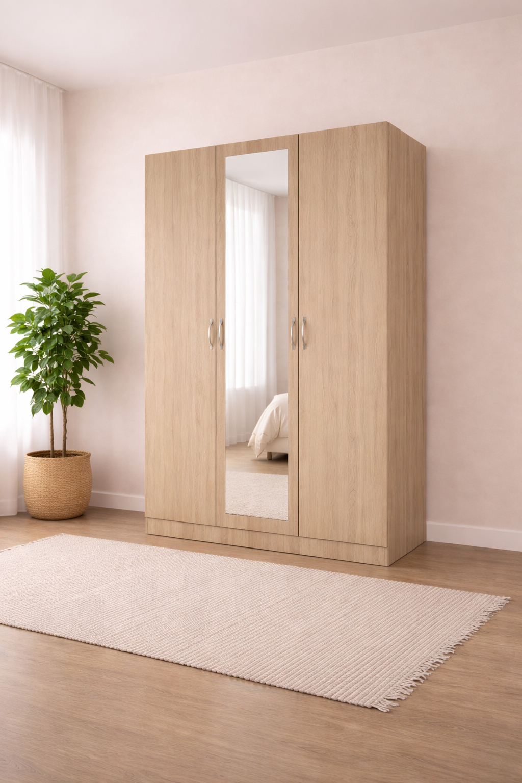 Ντουλάπα Τρίφυλλη με καθρέφτη, 1211003 Σόνομα, 52x191x120, Genomax